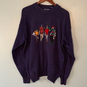 Vintage Pivot 80’s Men's Crewneck Embroidered Sweater hold Design